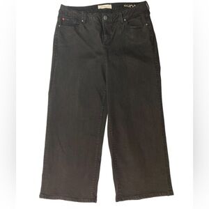 Black denim mid rise super wide leg SLINK jeans